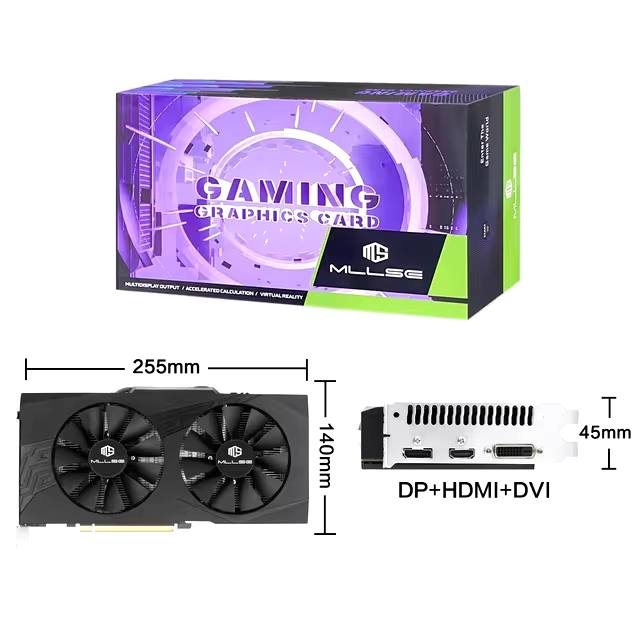 MLLSE AMD RX 580 8GB 2048SP Jeu Carte Graphique GDDR5 256Bit PCI-E 3.0 × 16 8Pin Radeon GPU Rx 580 Carte Vidéo