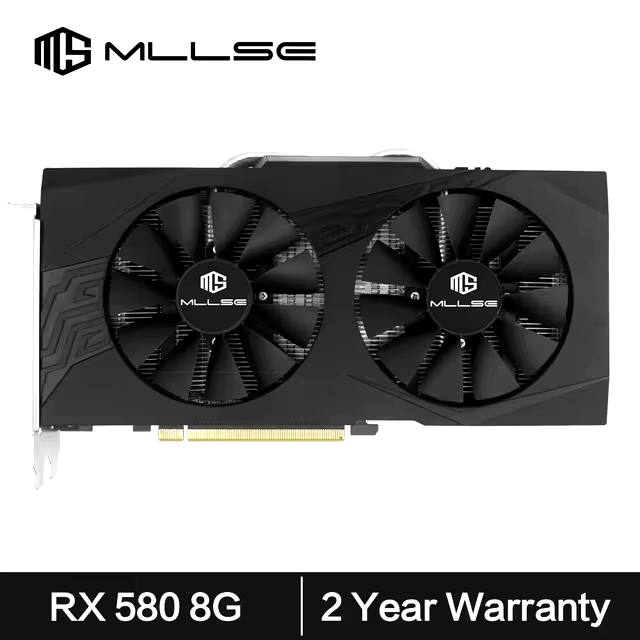 MLLSE AMD RX 580 8GB 2048SP Jeu Carte Graphique GDDR5 256Bit PCI-E 3.0 × 16 8Pin Radeon GPU Rx 580 Carte Vidéo