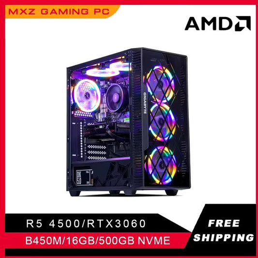 MXZ-Ordinateur de bureau pour PC de jeu, Ryzen 5 4500 RTX3060, 500 Go, NVcloser, Windows 10 Pro Key, Unité système, Personnalisé